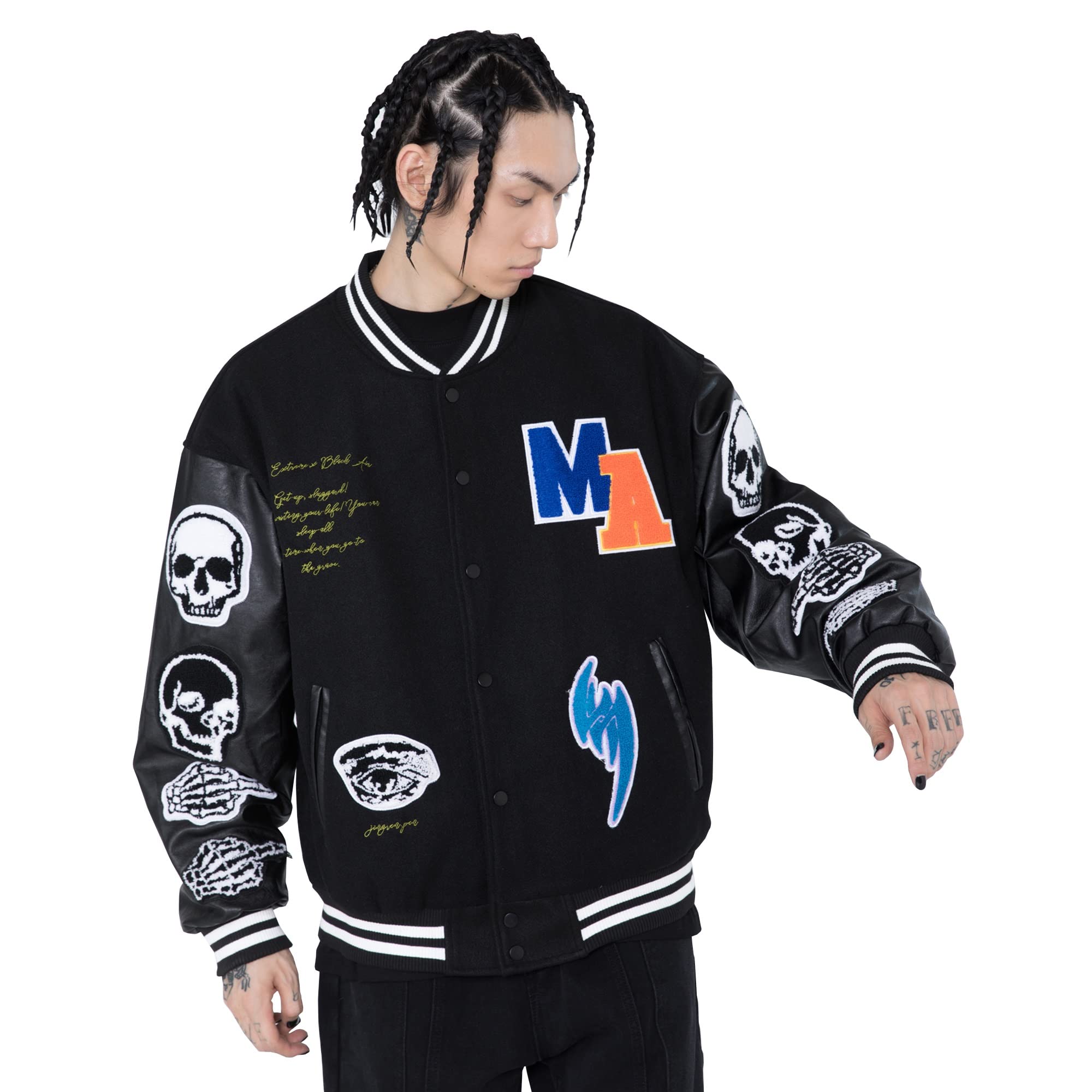 Men's & Women's Embroidered Unisex Varsity Bomber Jacket - Baseball Jacket for Spring & Fall | Casual Outerwear for Couples, Streetwear & Sports Fans | Perfect for Dating, Campus Wear & Game Day Outfits