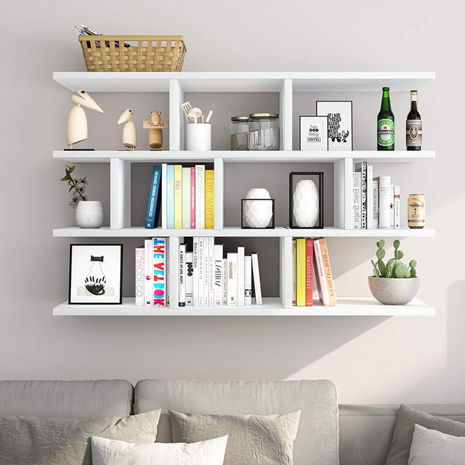 Xin Hai Yuan 3-Tier Kids Bookshelf - Wall Mountable Floating Bookcase for Children's Books & Toys Storage - White Nursery, Bedroom & Playroom Organizer - Perfect for Study, Living Room & Kids Bedroom Decor