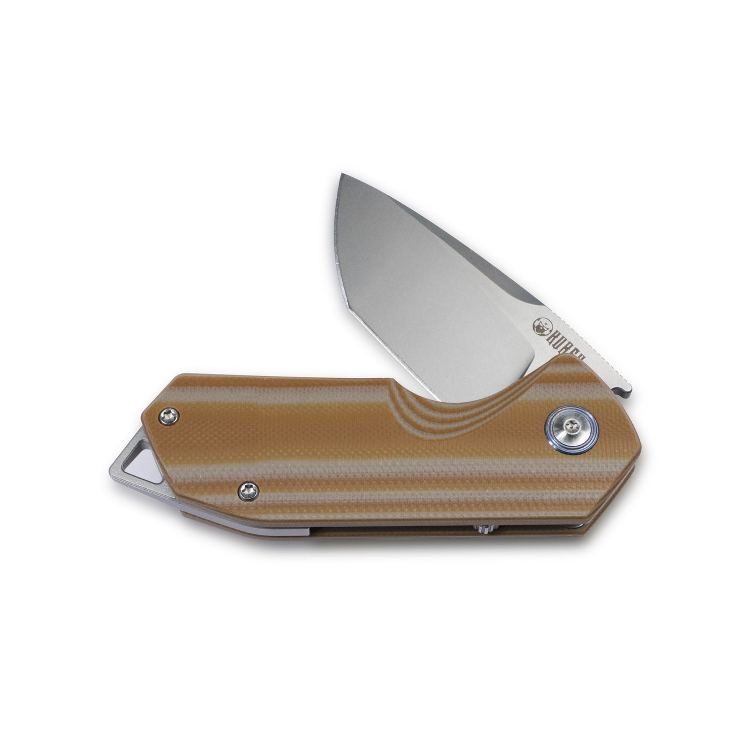 Premium EDC Folding Knife - Campe Nest Liner Lock Flipper with Beige Striped G10 Handle, 2.36