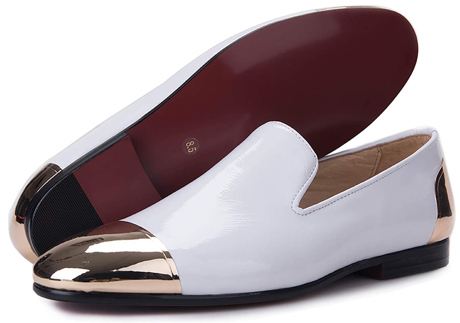 Premium Handmade Patent Leather Loafers for Men - Classic Wedding & Party Dress Shoes, Comfortable Driving & Formal Flat Shoes for Big & Tall - Perfect for Weddings, Business Events & Special Occasions