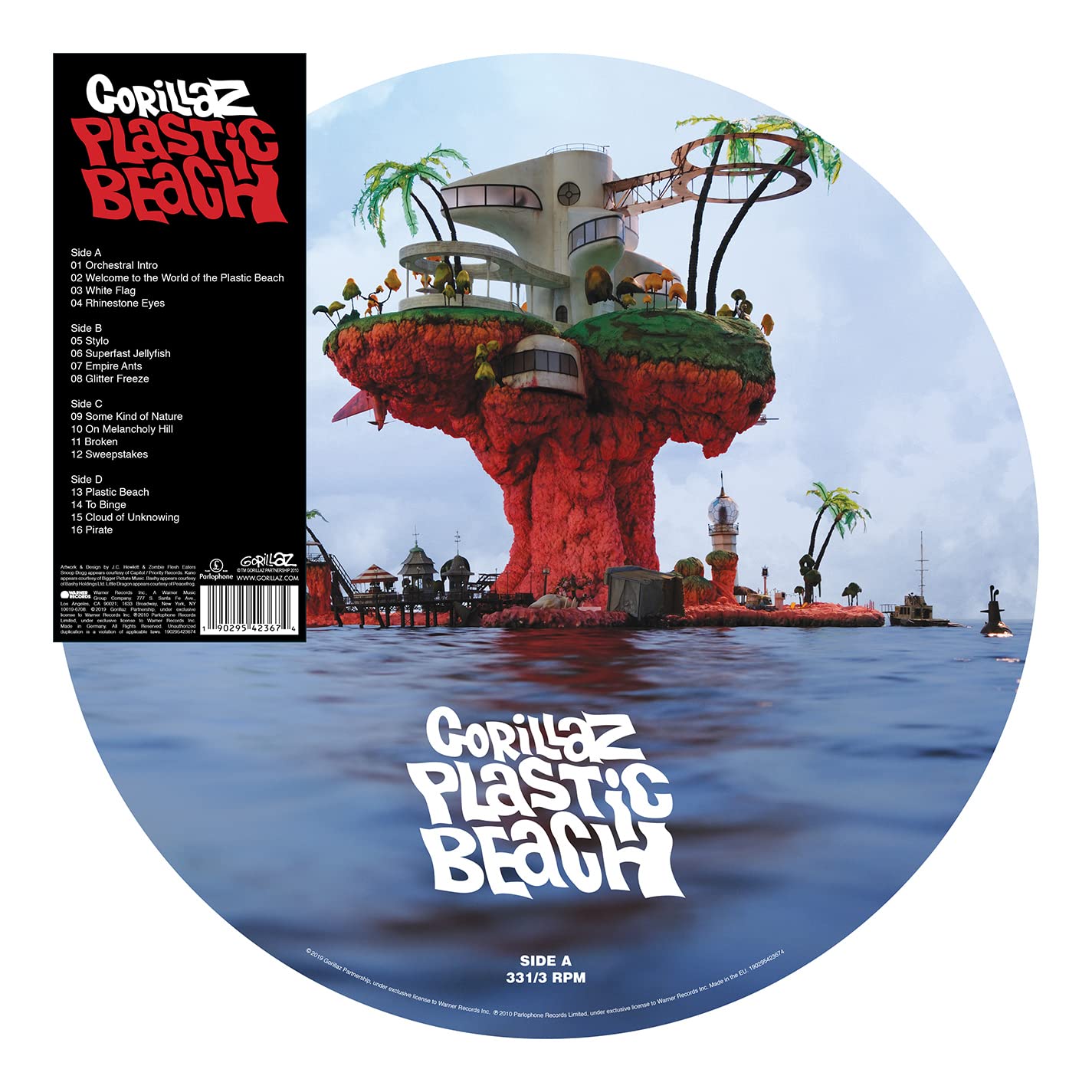 Plastic Beach Double Picture Discs Vinyl Record - Clear Protective Sleeve | Limited Edition Music Collectible for Home Decor & DJ Use
