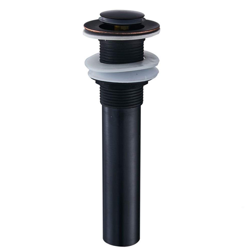 Premium Brass Bathroom Sink Drain Stopper - Universal Vessel Vanity Faucet Pop-Up Drain Without Overflow, Durable Shower/Bathroom Basin & Kitchen Sink Plug (5 Colors, Black) - Perfect for Modern Bathrooms & Luxury Vanities