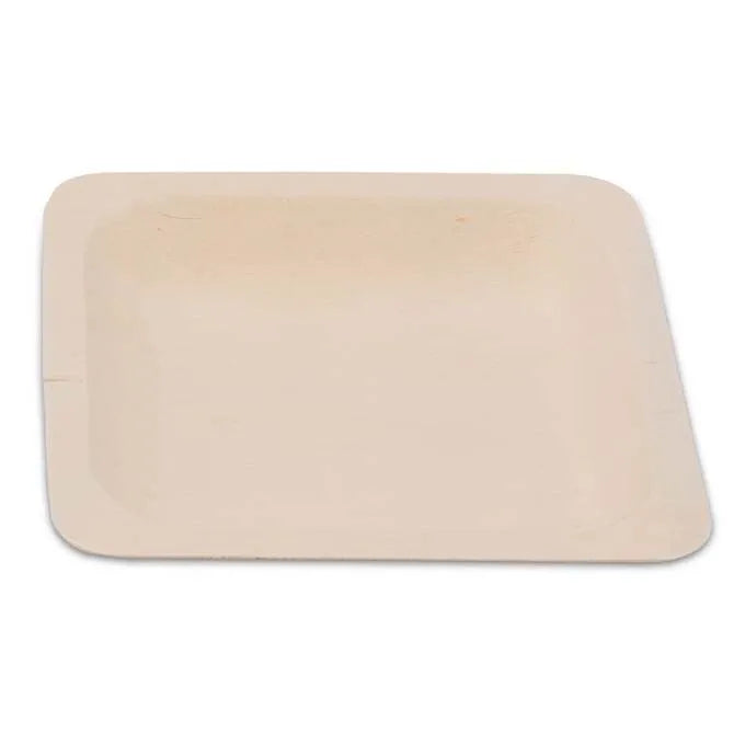 5.5 Inch Square Poplar Wood Plate - Natural Wood Serving Tray for Cheese, Charcuterie, Desserts & Appetizers - Perfect for Parties, Weddings & Home Decor