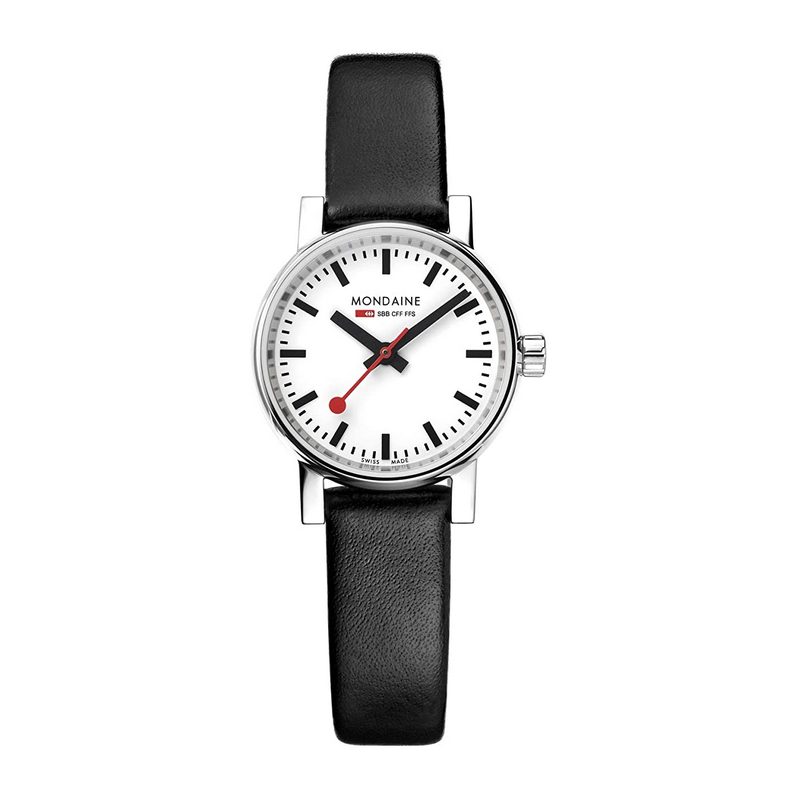 Mondaine Evo2 26mm Genuine Leather Watch Strap - Black | Swiss-Made Replacement Band for Classic Watches | Perfect for Business, Casual & Everyday Wear