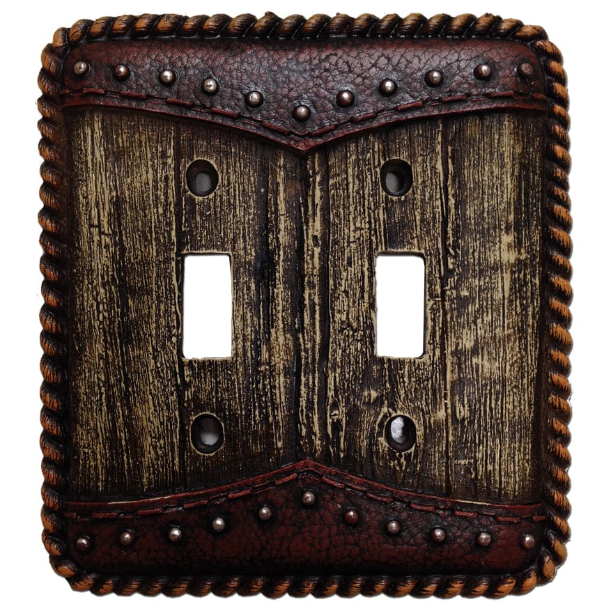 Woodgrain Double Switch Wall Plate Cover - Decorative Light Switch Plate for Home & Office - Perfect for Living Room, Bedroom, and Hallway Decor