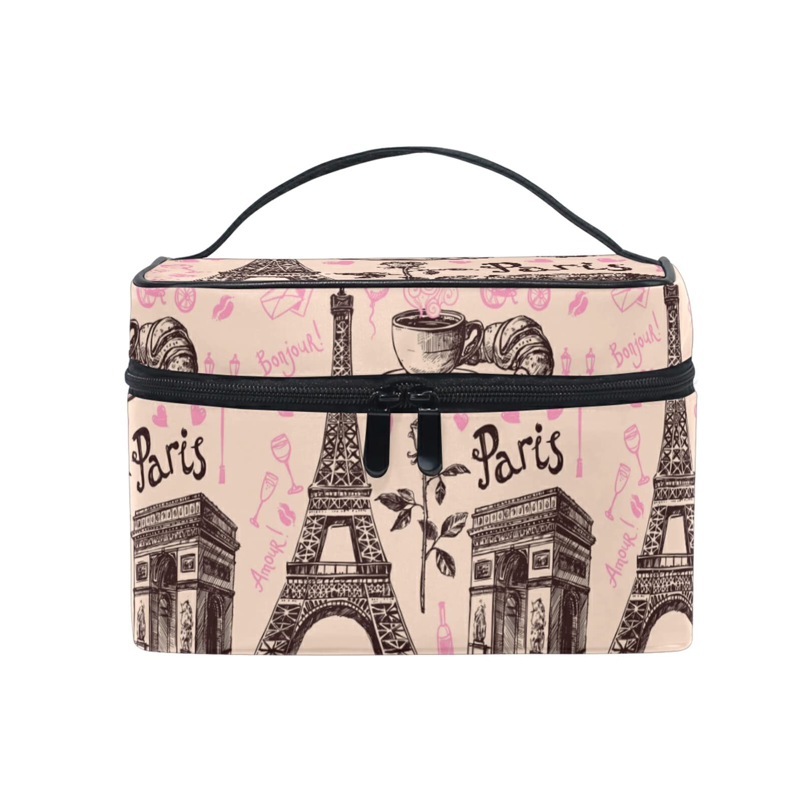 Stylish Paris Eiffel Tower Makeup Bag for Women - Waterproof Cosmetic & Toiletry Travel Organizer - Perfect for Travel, Gym, and Daily Essentials Storage