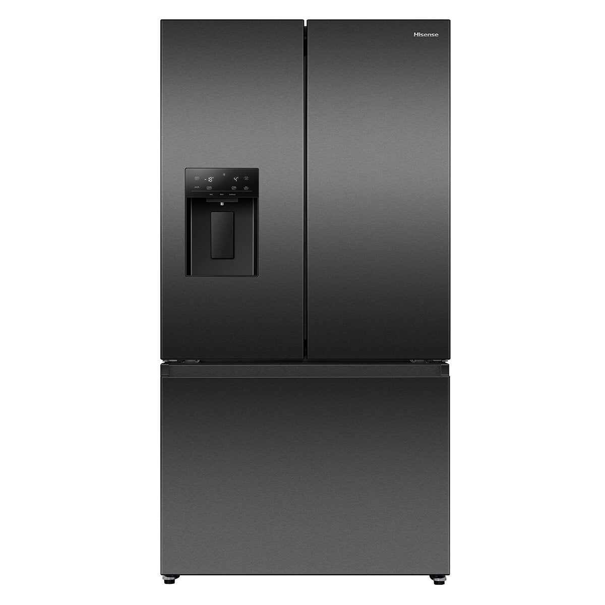 Hisense 634L French Door Refrigerator with Plumbed Water Dispenser - Black Stainless Steel (HRFD634BW) | Energy Efficient Large Capacity Fridge for Modern Kitchen & Family Use