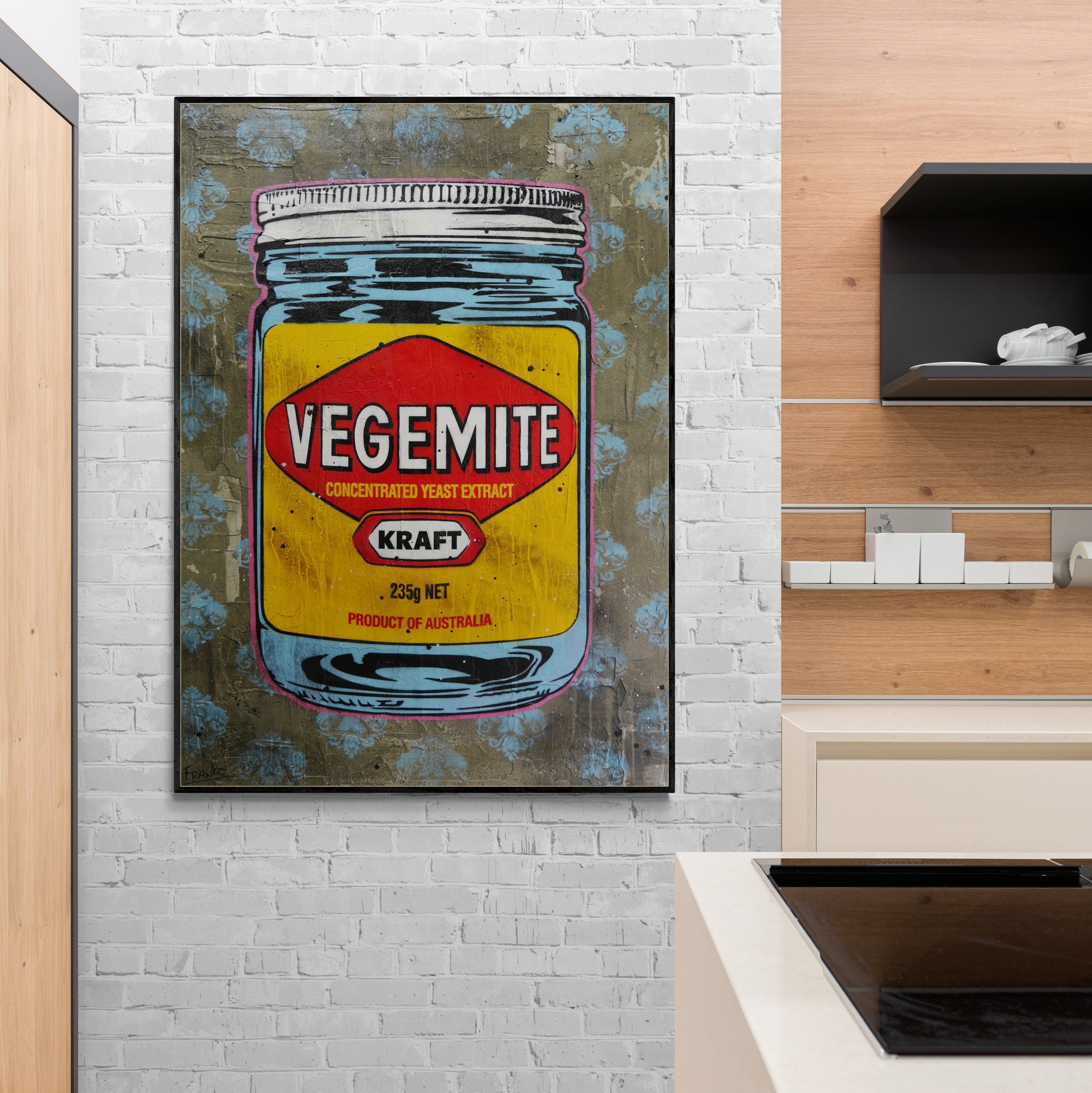 100cm x 140cm Vegemite Concrete Textured Urban Pop Art Canvas Painting - Modern Abstract Wall Decor for Living Room, Bedroom & Office