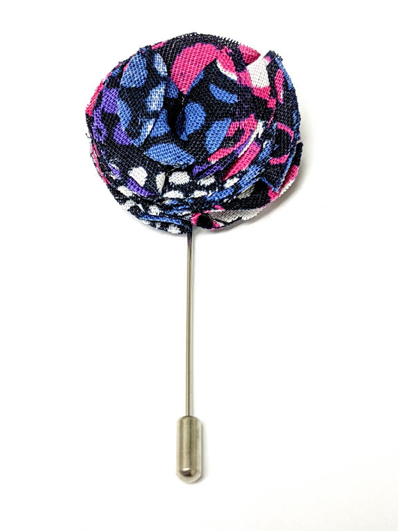 Blue Purple Pink African Print Lapel Pin DP3847LP - Stylish Cultural Accessory for Jackets, Hats & Bags