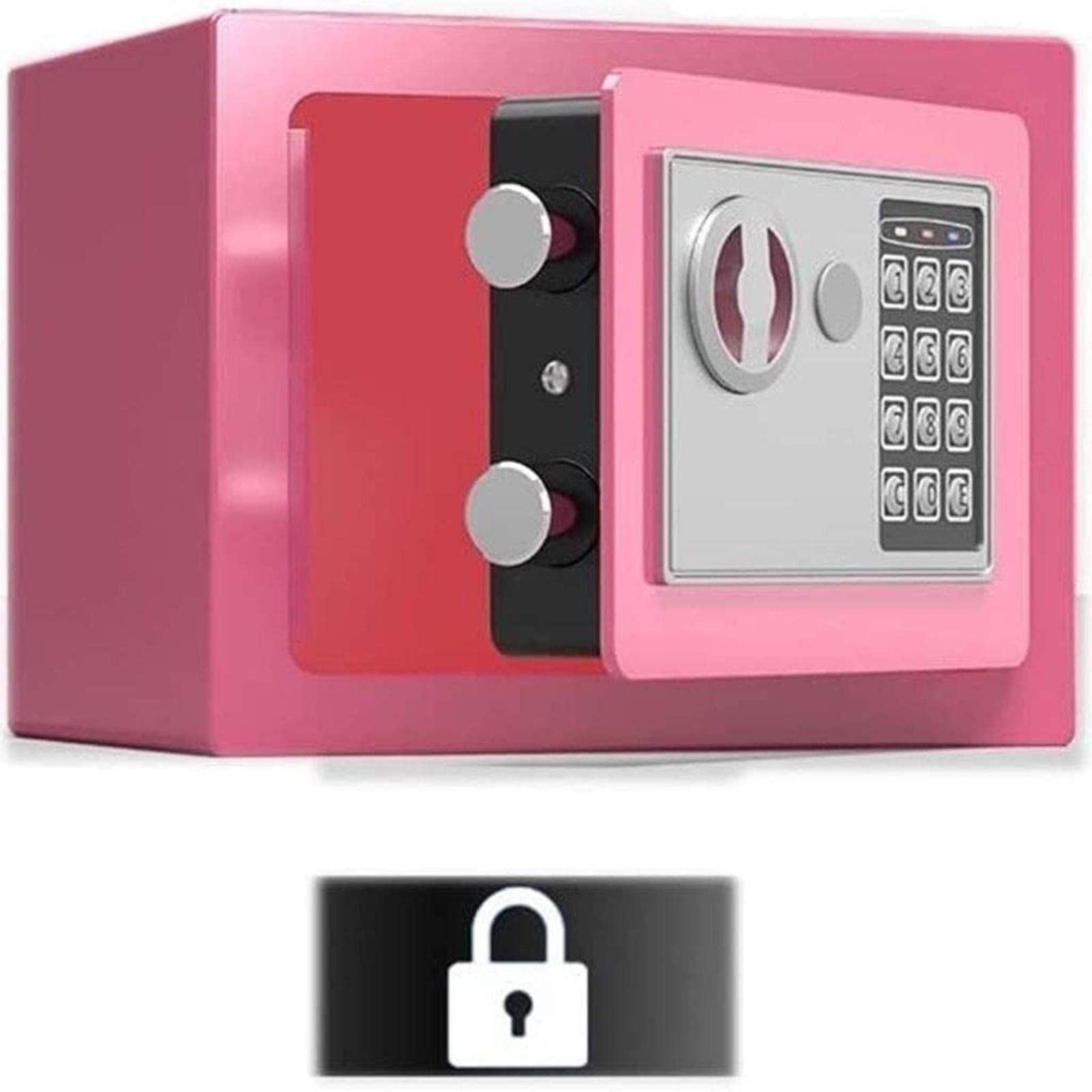 Steel Home Security Safe Box - Digital Electronic Safe with Keypad for Money, Cash, Jewelry & Documents - Fireproof & Waterproof for Home, Office & Smart Home Use (Gold/Pink) - Perfect for Bedroom, Closet & Travel Security