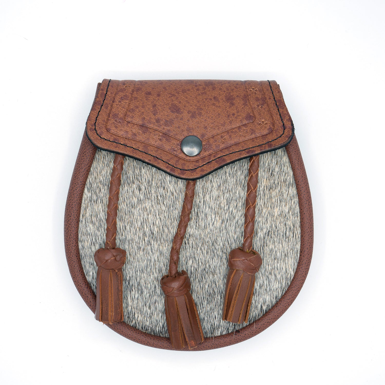 Genuine Tan Leather Semi Dress Sporran - Traditional Scottish Kilt Accessory for Men | Perfect for Highland Outfits, Weddings & Celtic Events