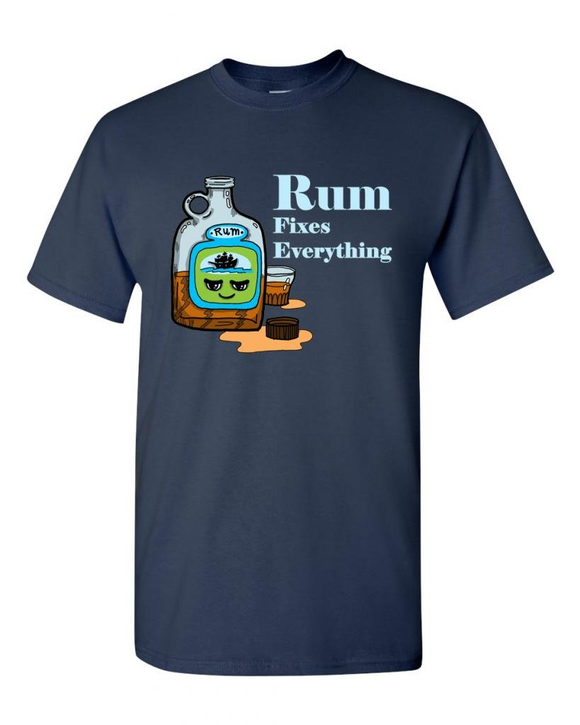Funny Rum Fixes Everything Adult T-Shirt - Humor Graphic Tee for Casual Wear & Parties