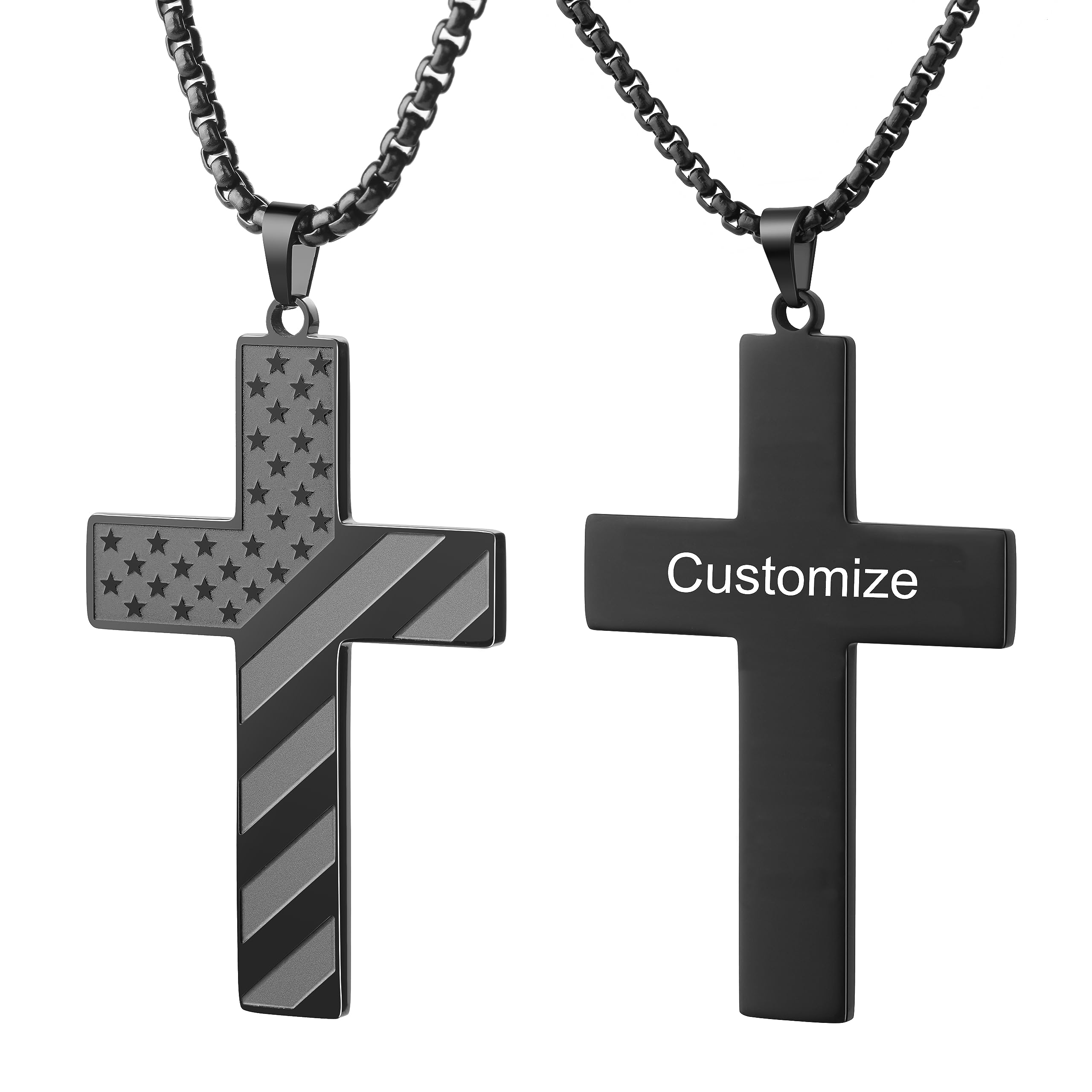 Men's Stainless Steel Cross Necklace - 18K Gold/Silver Plated, 18