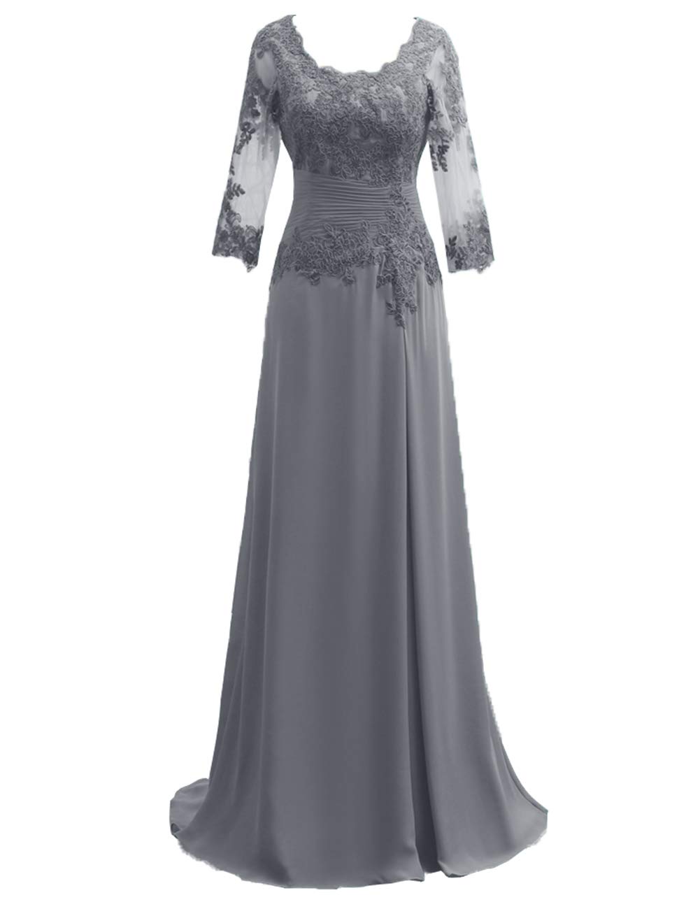 Elegant Long Sleeve Chiffon Mother of The Bride Dress - Lace Formal Evening Gown for Wedding Guest - Perfect for Weddings, Parties & Special Occasions