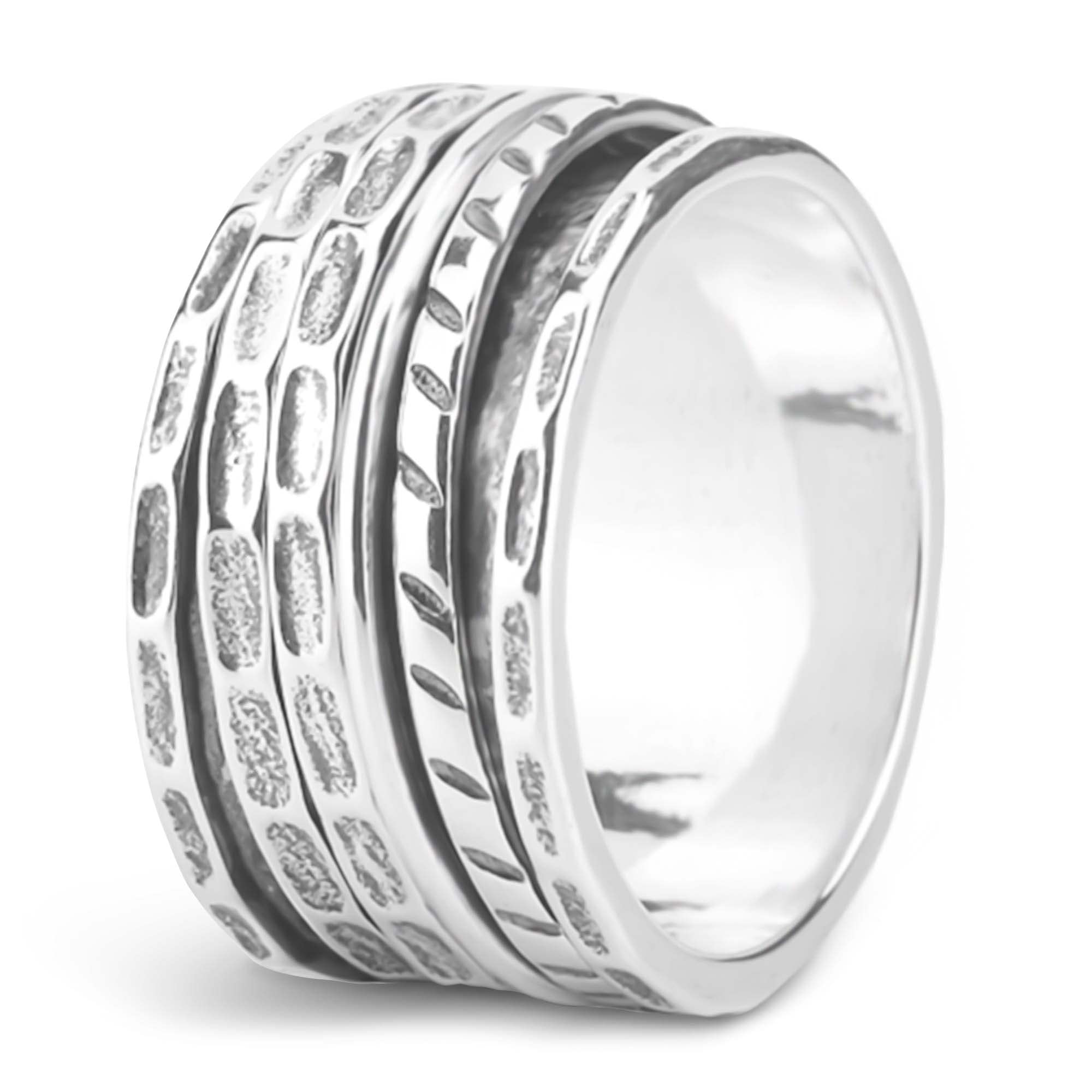 925 Sterling Silver Desire Meditation Spinner Fidget Ring | 4 Rotating Bands for ADHD, Anxiety Relief | Stress Relief Spinning Ring for Women & Men | Perfect for Office, Travel & Daily Use