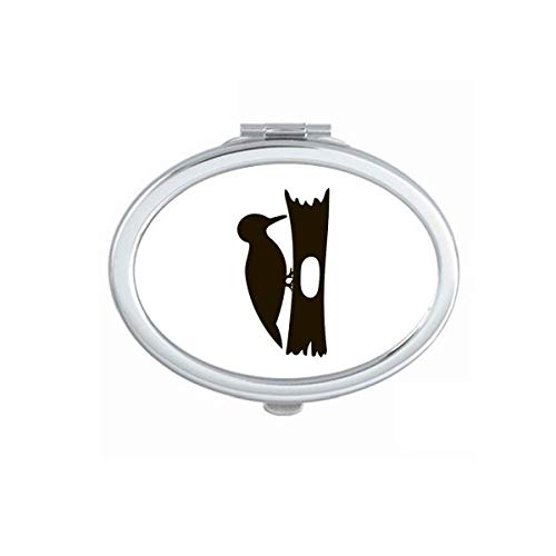 DIYthinker Black Wooden Animal Portrait Mirror - Portable Folding Double-Sided Makeup & Glasses Mirror for Travel, Home, and Vanity Use