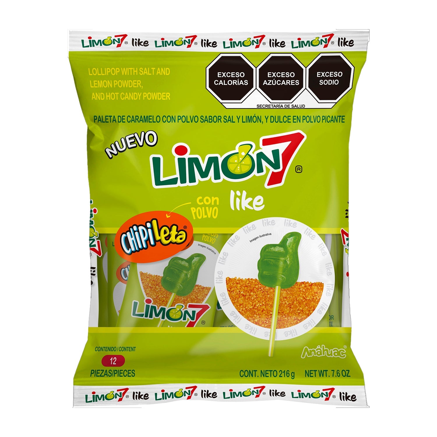Dulces Anahuac Limon7 Chipileta Candy - 12 Count Bag | Authentic Mexican Lime Flavored Hard Candy | Perfect for Parties, Snacks & Gifting