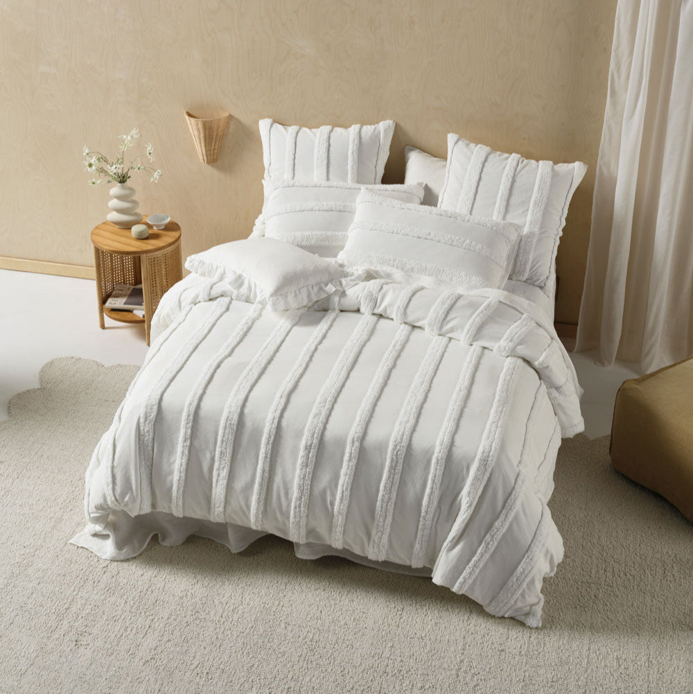 Linen House Cillian White Quilt Cover Set - Premium Cotton Bedding for Modern Bedrooms | Perfect for Master Bedrooms, Guest Rooms & Cozy Home Decor