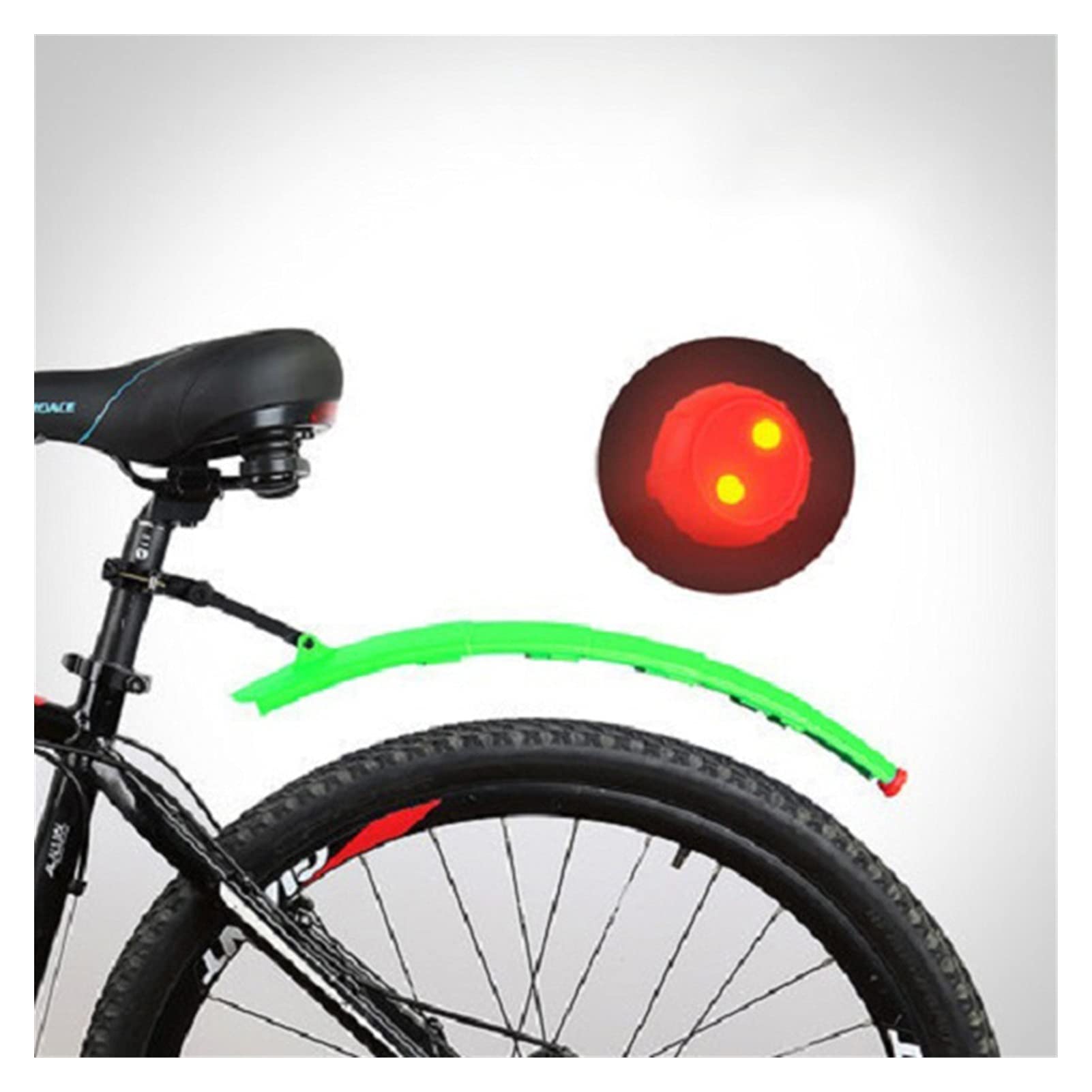 TOMYEUS 2PCS Mountain Bike Mud Guards Set - Foldable Front & Rear Bicycle Fenders with Taillight - Waterproof Cycling Accessories for Road & MTB (7 Colors, Green) - Perfect for Rainy Commutes & Off-Road Adventures