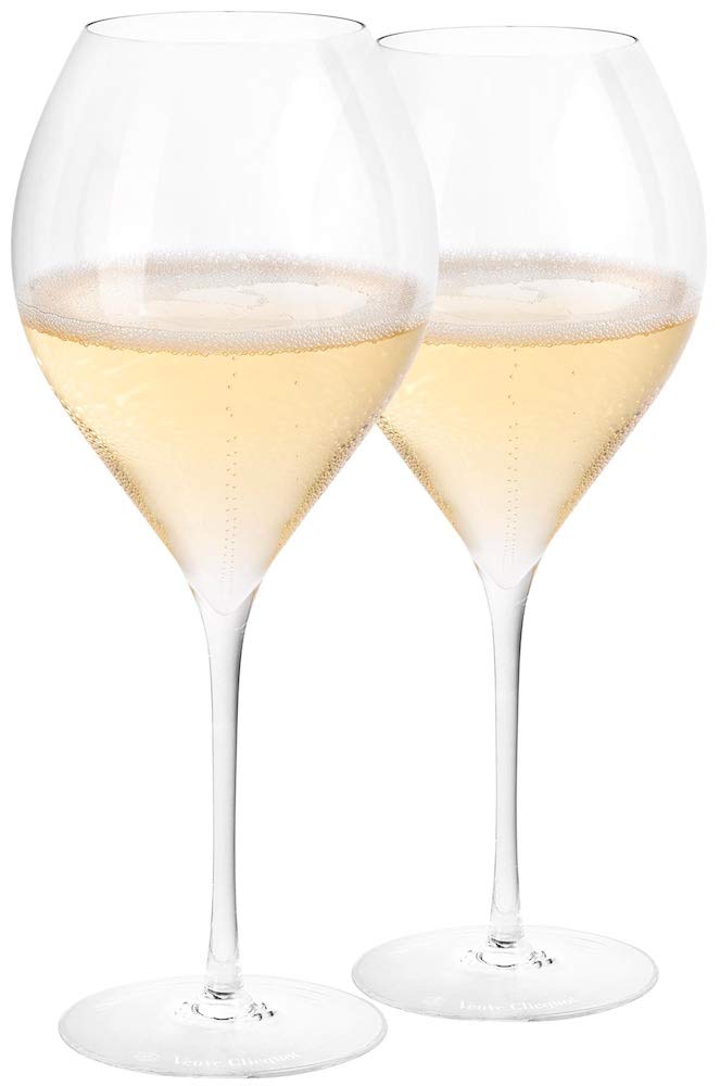 Veuve Clicquot Champagne Flute Glasses Set of 2 - 280ml Clear Crystal Flutes for Elegant Toasting, Wedding Receptions & Luxury Celebrations