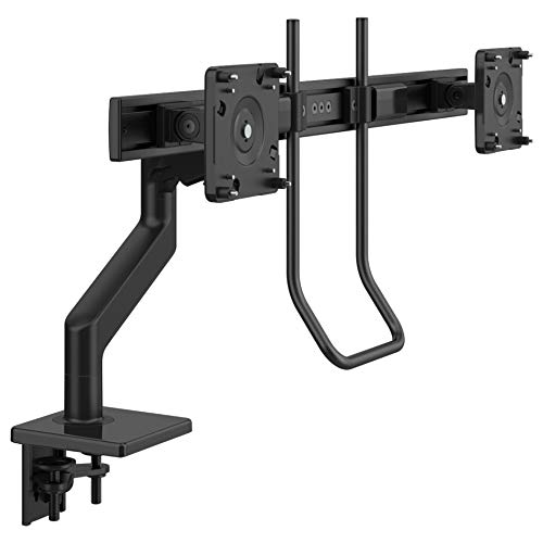 Humanscale M10 Heavy Duty Dual Monitor Arm - Adjustable Crossbar Handle with Angled/Dynamic Links - 2-Piece Clamp Mount (Black) - Perfect for Office Workstations & Home Desks