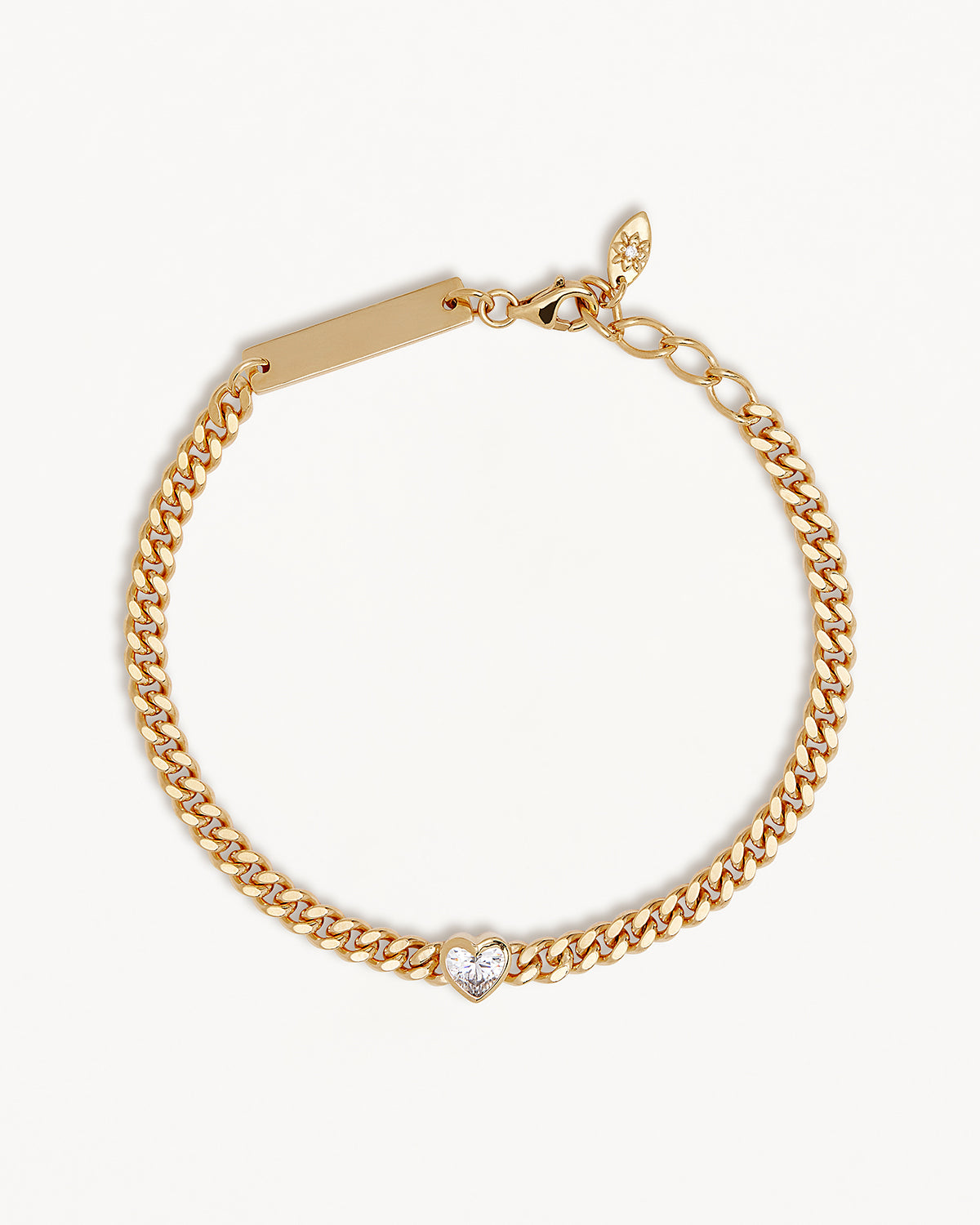 18K Gold Vermeil Engravable Heart Curb Chain Bracelet for Women - Perfect Gift for Valentine's Day, Anniversary & Special Occasions