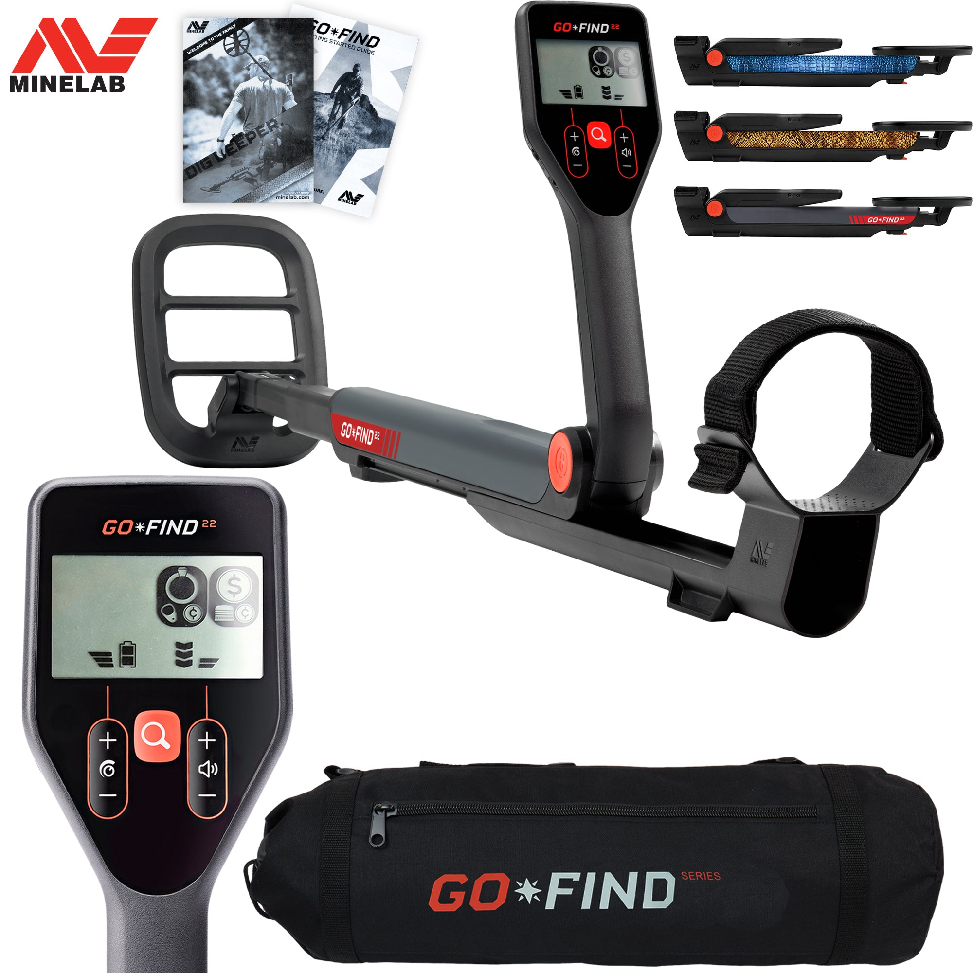 Minelab GO FIND 22 Waterproof Metal Detector with Adjustable Stem & Carry Bag - Perfect for Beach Hunting, Coin Shooting & Treasure Hunting Adventures