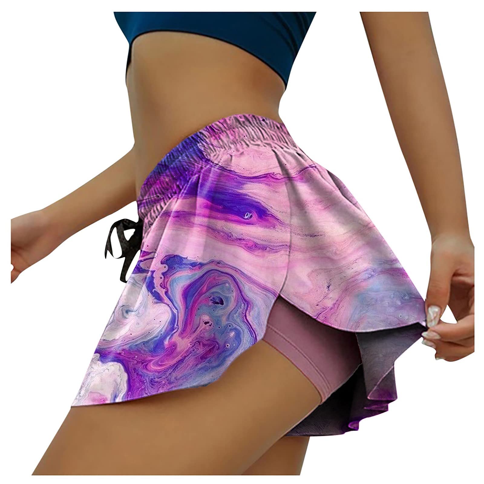 LINKIOM Women's Running Skorts - Lightweight Yoga Skirt with Fake Two-Piece Design for Fitness & Activewear | Perfect for Running, Yoga, Gym Workouts & Outdoor Activities