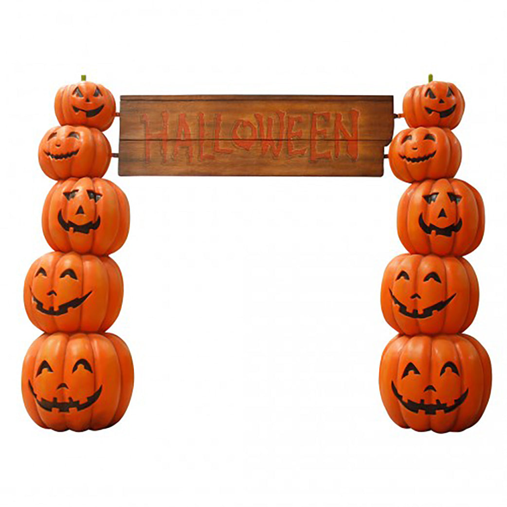 10.5' Pumpkin Stack Arch with Sign - Fall Harvest Decor for Porch, Yard, and Halloween Party Decoration