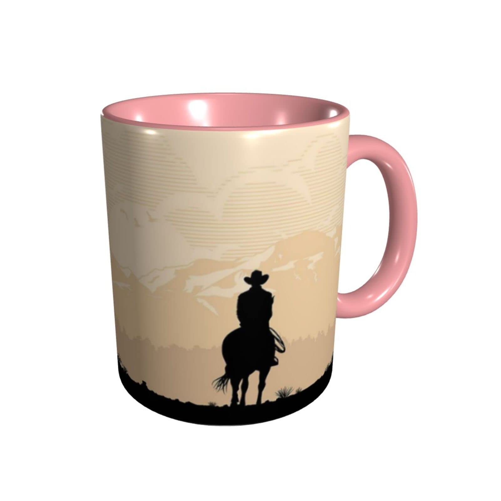 11 Oz Ceramic Coffee Mug with Cowboy Rider Horse Design - Perfect for Tea, Coffee & Hot Beverages at Home, Office or Camping