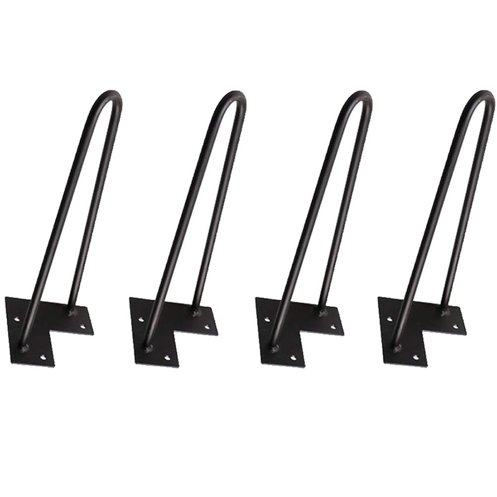 Black Metal U-Shaped Fork Legs for Furniture - 45cm Replacement Sofa & Coffee Table Support Legs | Heavy Duty Iron Frame for Modern Home & Office Decor