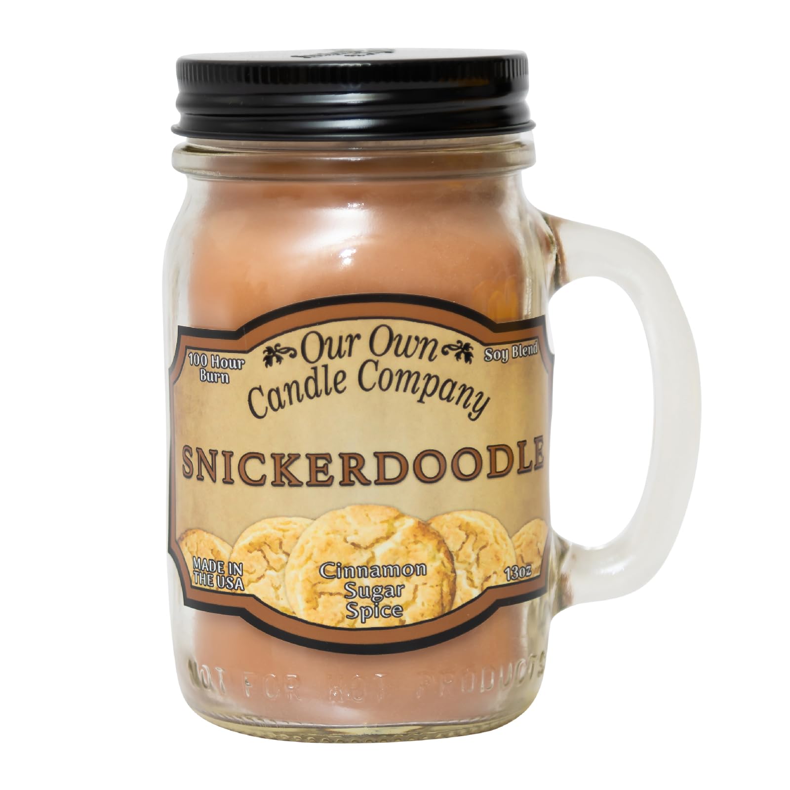 Snickerdoodle Scented Mason Jar Candle - 13oz Long-Lasting 100 Hour Burn Time - Handmade Soy Wax Candle for Home, Office & Relaxation - Perfect for Gifts, Aromatherapy & Cozy Evenings