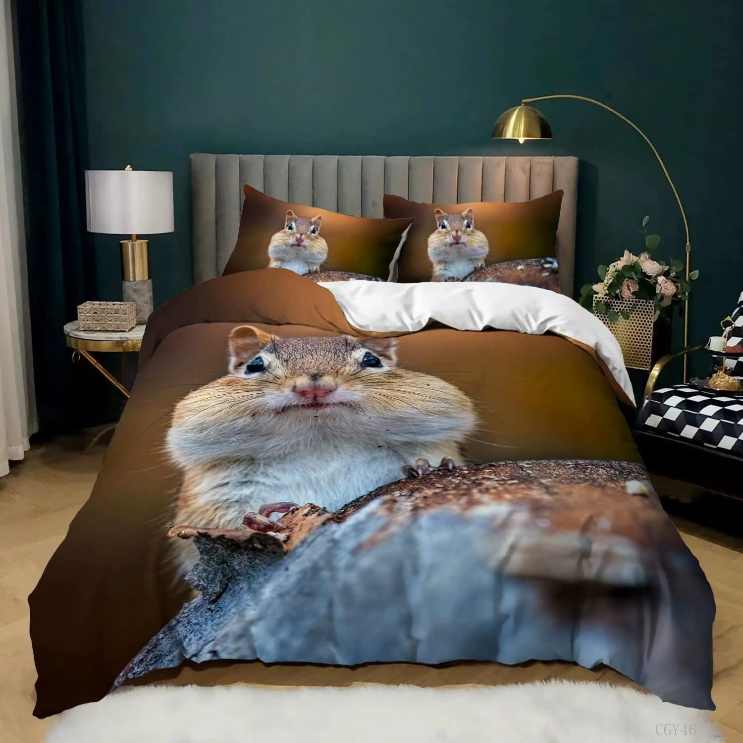 3D Pelican Bedding Set Twin Size - Soft Microfiber Duvet Cover with 2 Pillowcases, Cute Squirrel Animal Print Comforter for Kids & Teens - Perfect for Boys/Girls Bedroom Decor & Cozy Sleep