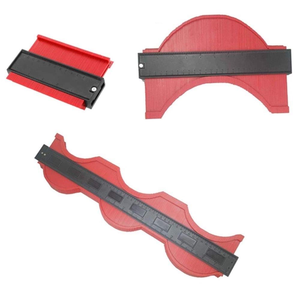 HEHUANG 3-in-1 Multifunctional Contour Gauge - ABS Tile Veneer Brick Edge Ruler & Profile Replicator (Red) - Perfect for DIY Home Renovation, Tiling Projects & Masonry Work