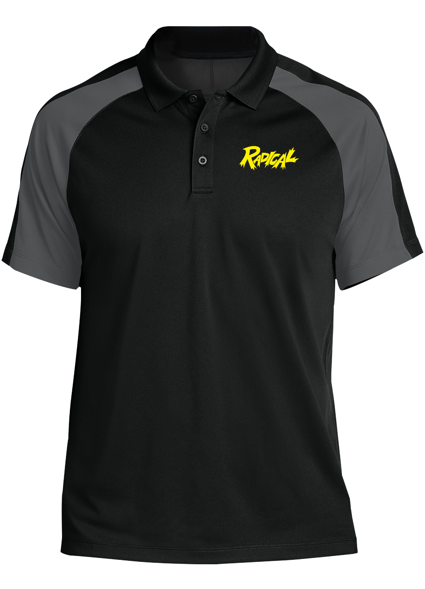 Radical Tournament Polo Shirt for Men - Black & Gray Performance Golf Polo - Breathable & Moisture-Wicking for Sports & Casual Wear