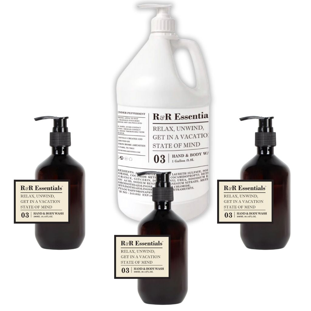 Refillable Hand and Body Wash Set - Eco-Friendly Liquid Soap Bundle for Home, Travel & Gym - Lavender & Coconut Scented