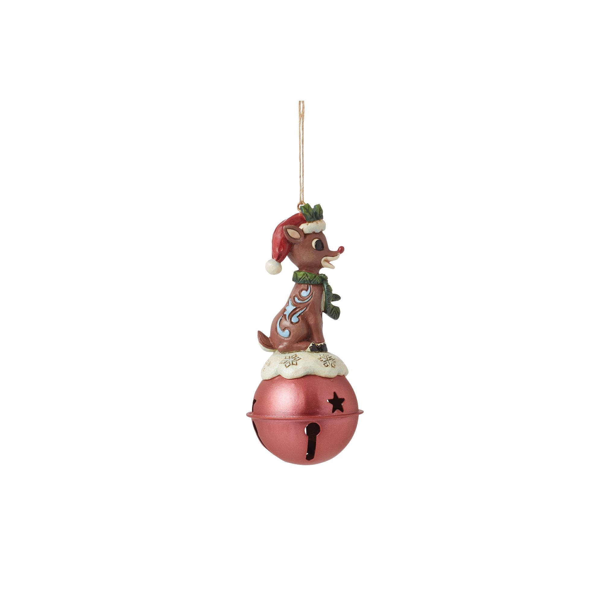 Rudolph Standing on Bell Handmade Ornament - Christmas Tree Decoration for Holiday Home Decor