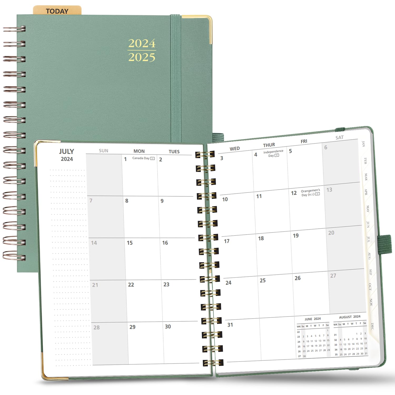 POPRUN 2024-2025 Monthly Planner - 18 Month Spiral Bound Calendar (July 2024 to December 2025) - 6.25