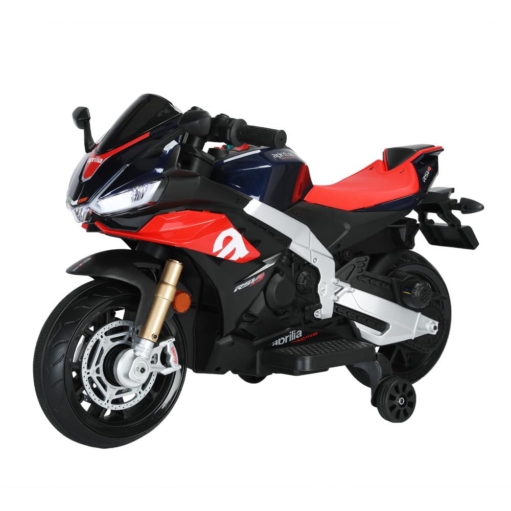 12V Kids Electric Motorcycle Bike with Headlights & Training Wheels - Perfect for Outdoor Play