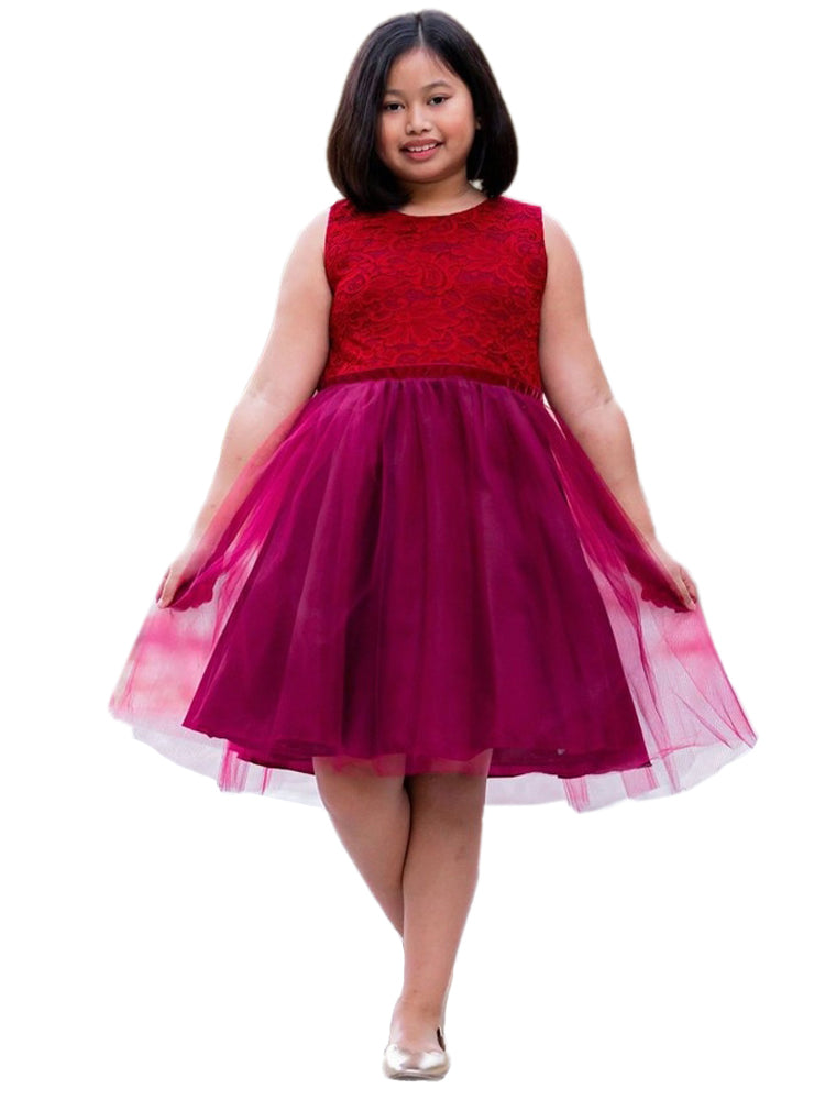 Elegant Tulle Velvet Trim Junior Bridesmaid Dress for Big Girls - Plus Sizes 14.5-20.5 | Perfect for Weddings, Prom, and Special Occasions