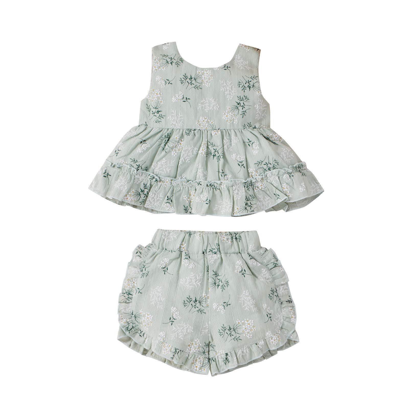 Toddler Girls Sleeveless T-Shirt 2-Piece Outfit Set - Soft Cotton Summer Play Clothes for Daily Wear & Playdates
