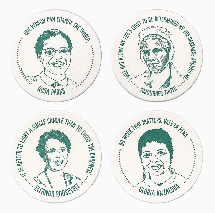 Inspiring Women Coasters Set of 6 - Motivational Quote Drink Coasters for Coffee Table - Perfect Gift for Women, Office Decor, Housewarming