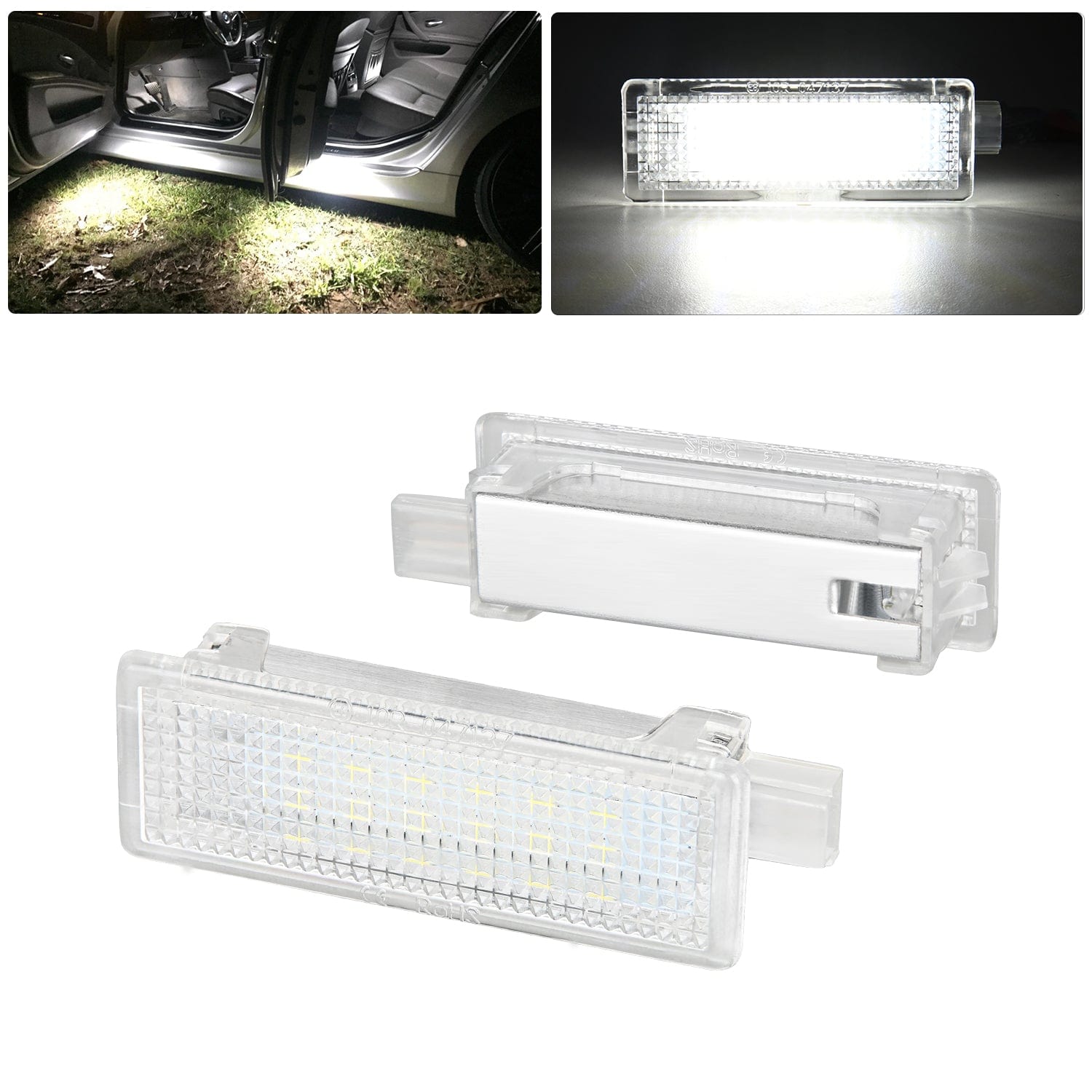 2PCS LED Interior Door Panel Light Courtesy Warning Lights - White Beam Plug & Play for BMW 1/3/5/6/7 Series Z4 X3 X5 X6 E82 E88 E90 F30 E60 F10 E65 E66 - Enhance Car Interior Ambience & Safety Lighting