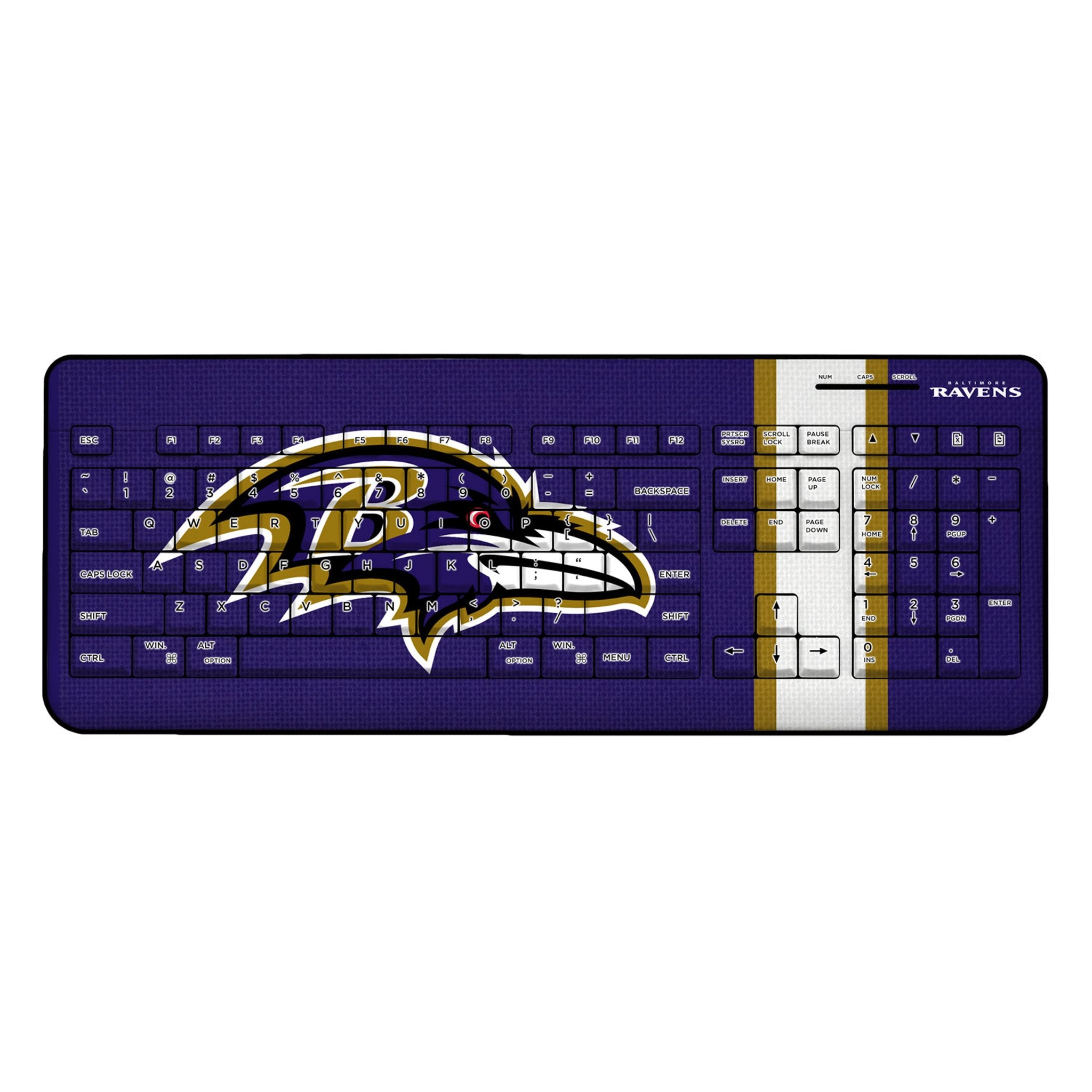 Baltimore Ravens NFL Team Wireless USB Keyboard - Ergonomic Design for Gaming & Office Use - Perfect for Ravens Fans & PC Enthusiasts