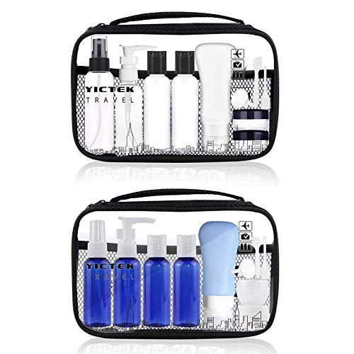 Empty Plastic Travel Bottles & Containers Set - Leak-Proof TSA Approved Toiletries Kit for Liquids (Black & Blue) | Perfect for Carry-On Luggage, Air Travel, Gym & Camping Essentials for Men & Women