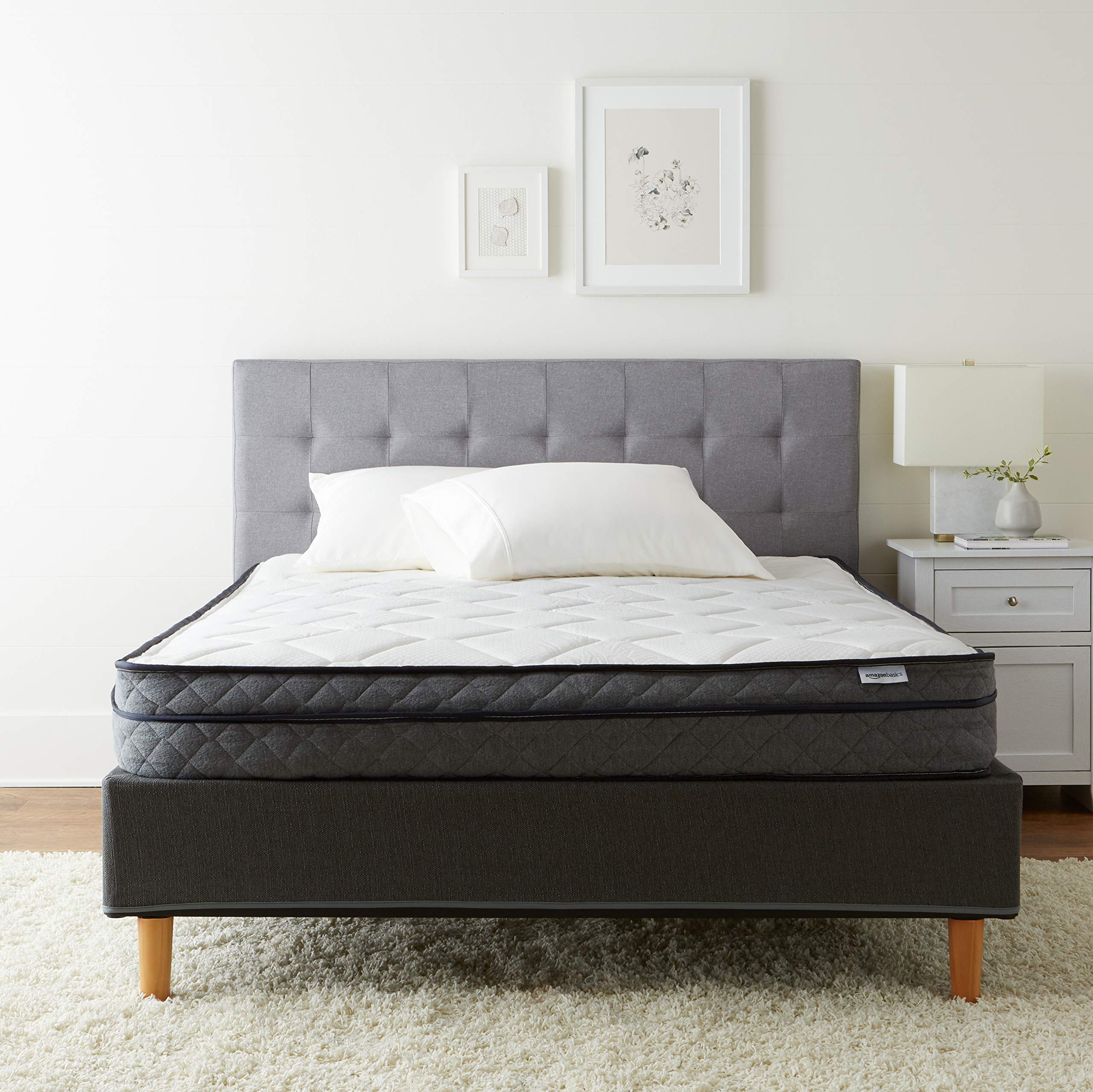 Amazon Basics 9-inch Queen Foam Eurotop Mattress - CertiPUR-US Certified for Comfort & Support - Perfect for Guest Rooms, Dorms & Small Apartments