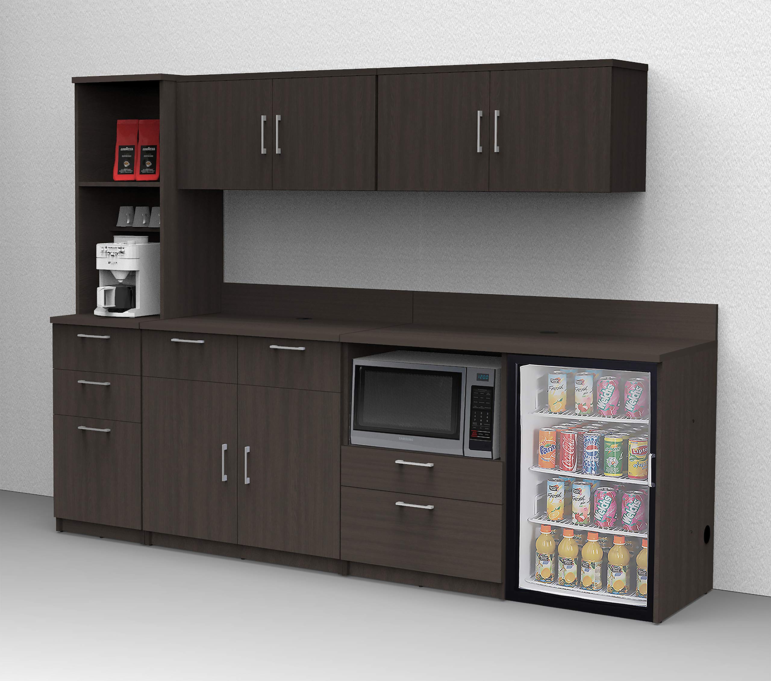 6-Piece Espresso Buffet Dining Set Model 6909 - Factory Assembled Coffee Break Lunch Room Furniture for Restaurants, Cafes & Office Break Rooms