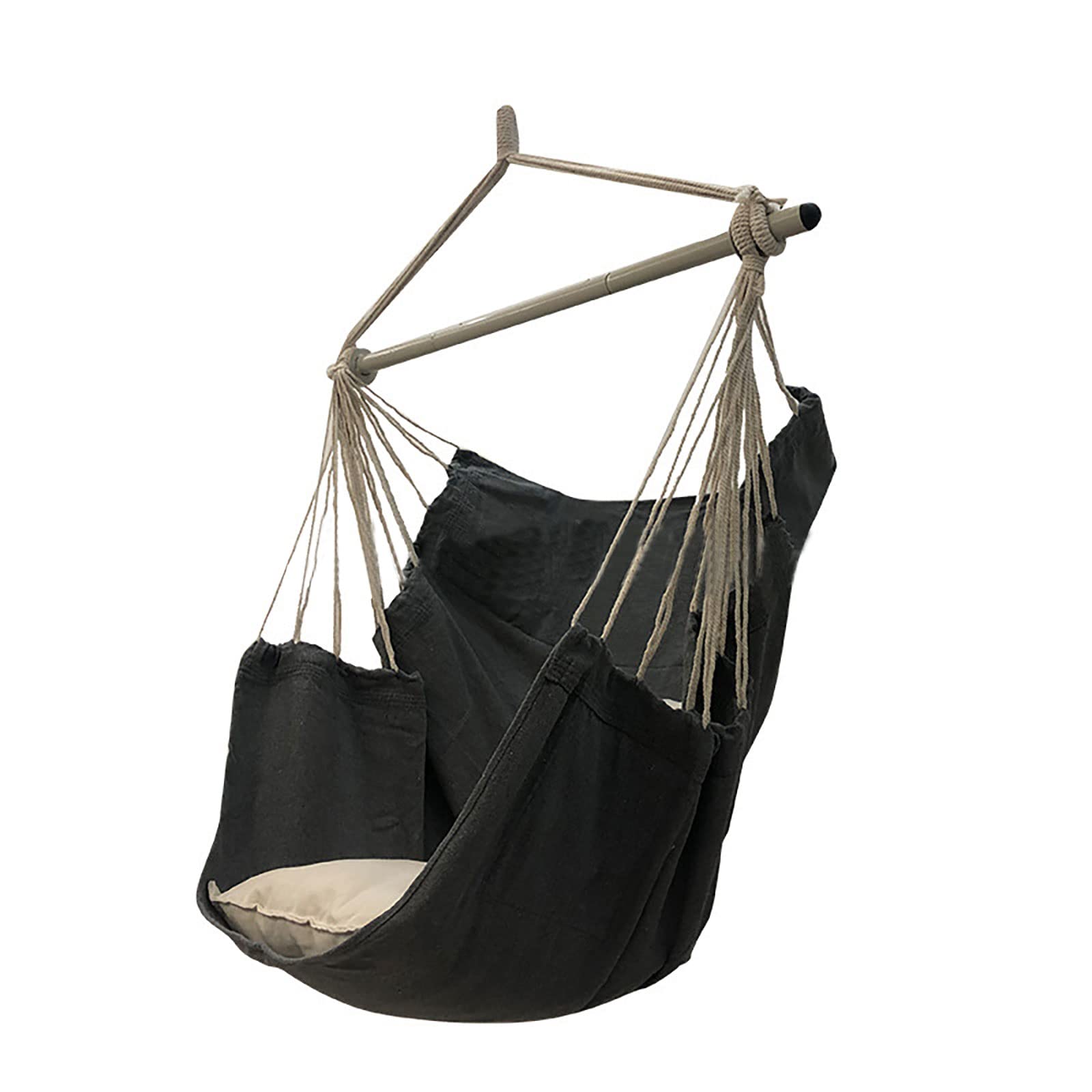 SRHWBF Extra Large Hammock Chair - Soft Spun Cotton Hanging Swing Chair with Sturdy Rope for Outdoor Relaxation - Perfect for Backyard, Patio, Balcony & Garden (Dark Gray) - Ideal for Lounging, Reading & Napping