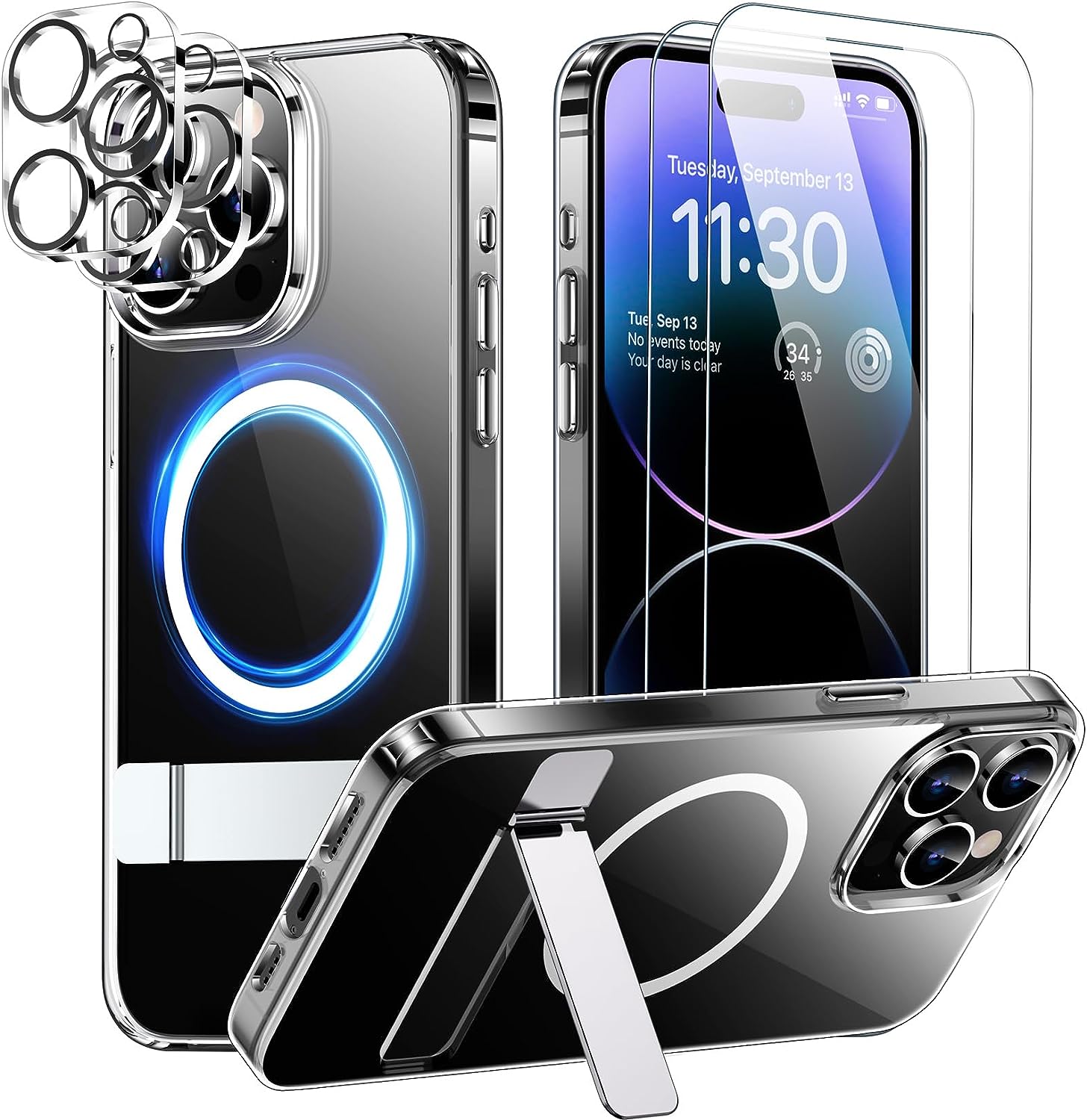 iPhone 15 Pro Max Tempered Glass Screen Protector - 9H Hardness Shatterproof Case with HD Clarity & Anti-Scratch Protection - Perfect for Daily Use, Travel & Outdoor Activities