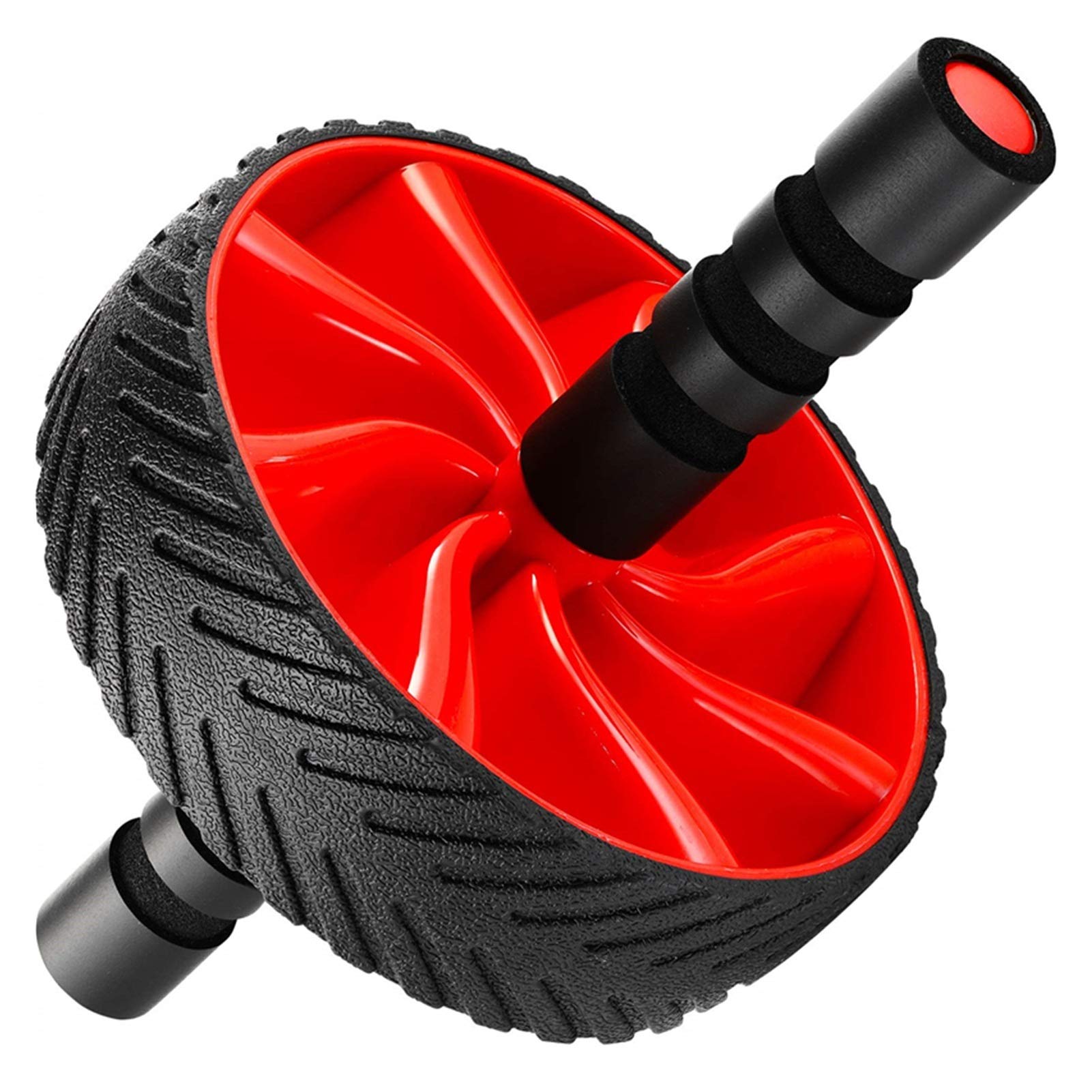 Ab Wheel Roller for Core Workouts - Abdominal Exercise Equipment for Arms, Back & Belly - Silent Fitness Wheel for Home Gym & Body Shaping (Red) | Perfect for Home Training, Office Breaks & Full-Body Toning